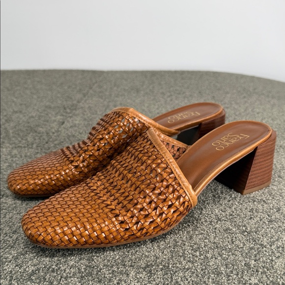 Franco Sarto Shoes - Franco Sarto Shoes Wm 8 M Nalla Woven Basketweave Block Heel Mules 90 Y2K